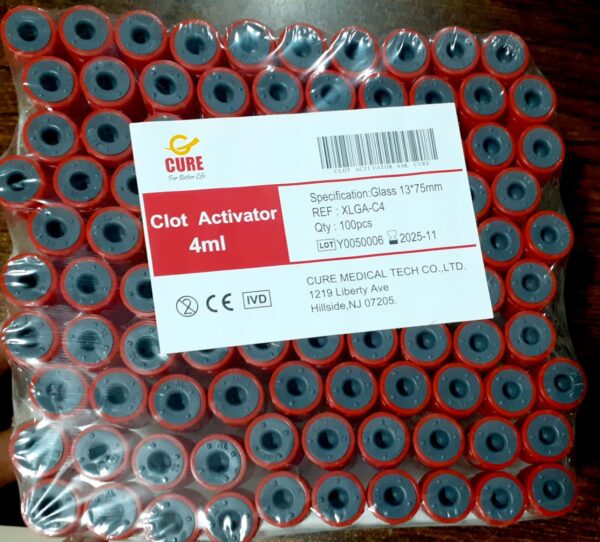 Clot Activator - Glass vacuum blood collection tube. CURE (Red) 4ML 100pcs - Image 2