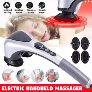 Double Head Full Body Massager Neck Back Leg Massage Machine Variable Speed Far Infrared Handheld Body Massager Hammer