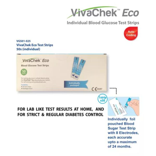 VivaChek ECO+ Blood Glucose Test Strip foil individual (10 pcs) - Image 2