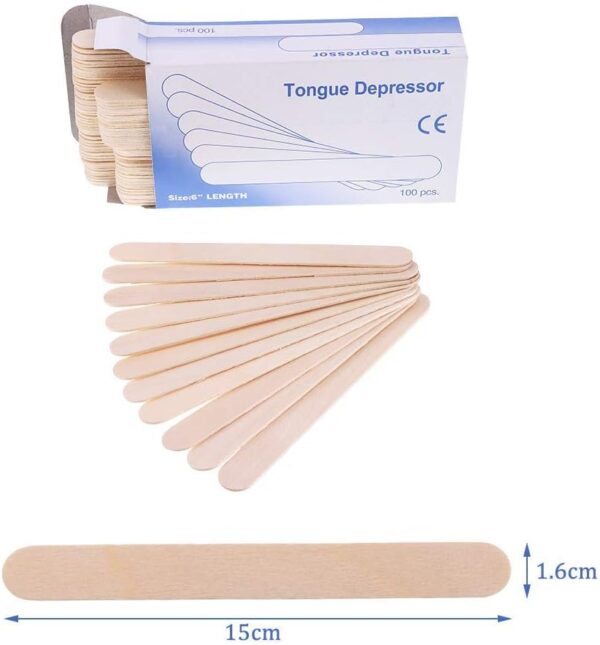 100 Pcs 6" Medical Tongue Depressors Wooden Toungue Waxing Spatula Wax Ice Cream Sticks DIY Craft