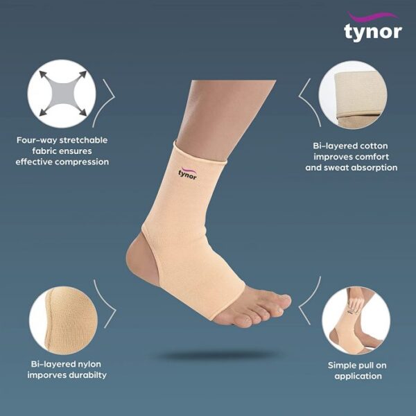 Tynor Anklet Pair D-03, Ankle Tubular Support, Medium (Size - S, M, L, XL) - Image 3